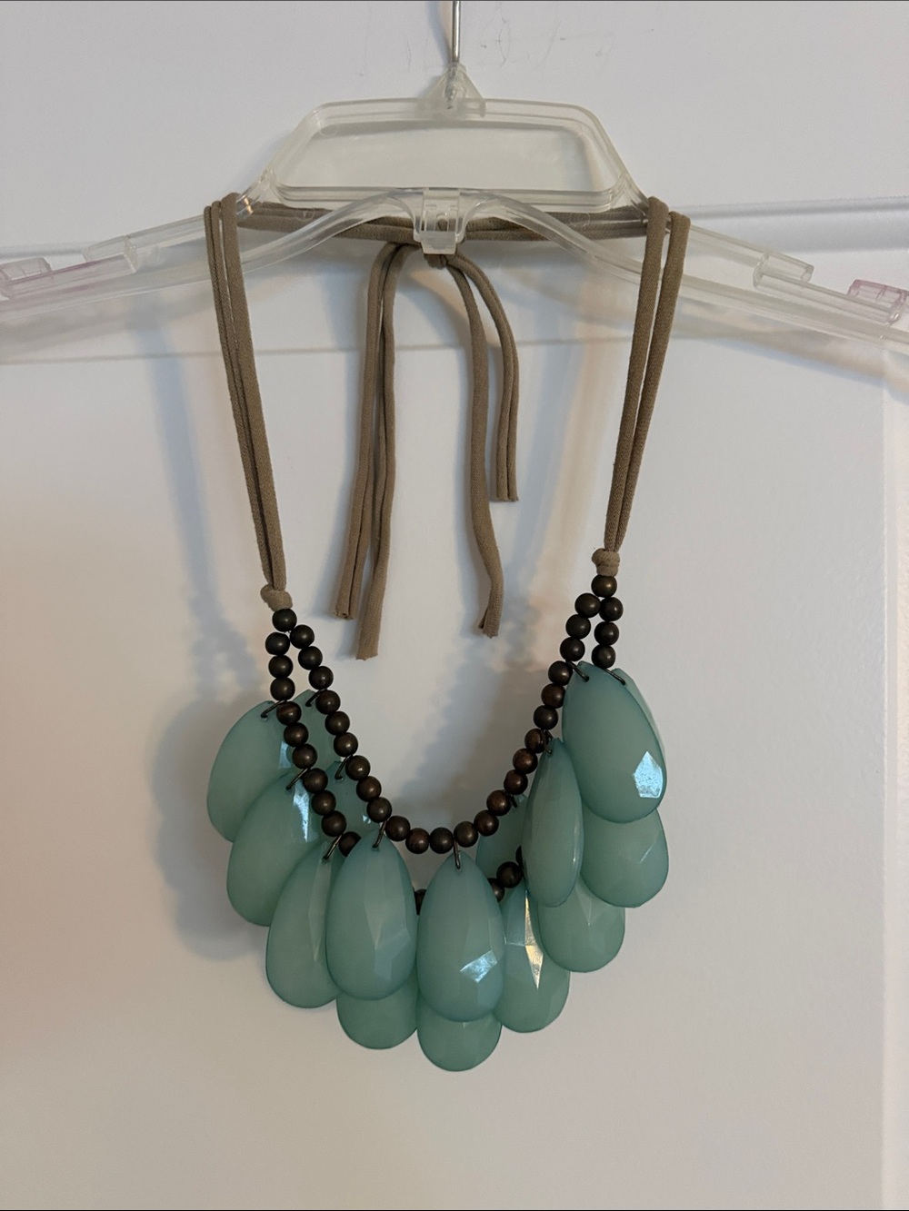 Aqua Teardrop Statement Necklace by